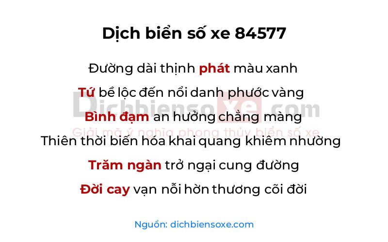 Dịch thơ biển số 84577