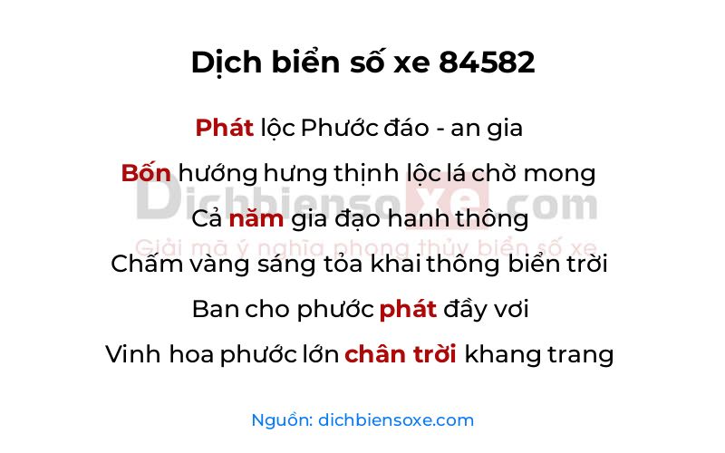 Dịch thơ biển số 84582