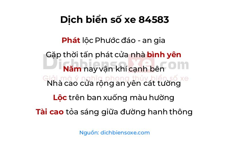 Dịch thơ biển số 84583