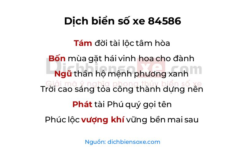 Dịch thơ biển số 84586
