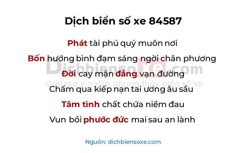 Dịch thơ biển số 84587