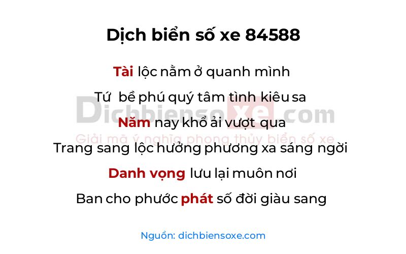 Dịch thơ biển số 84588