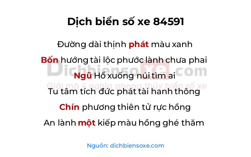 Dịch thơ biển số 84591