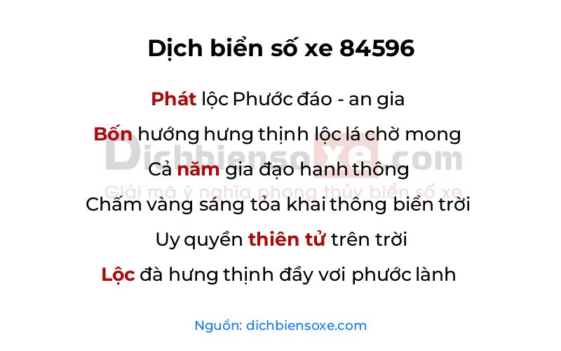 Dịch thơ biển số 84596