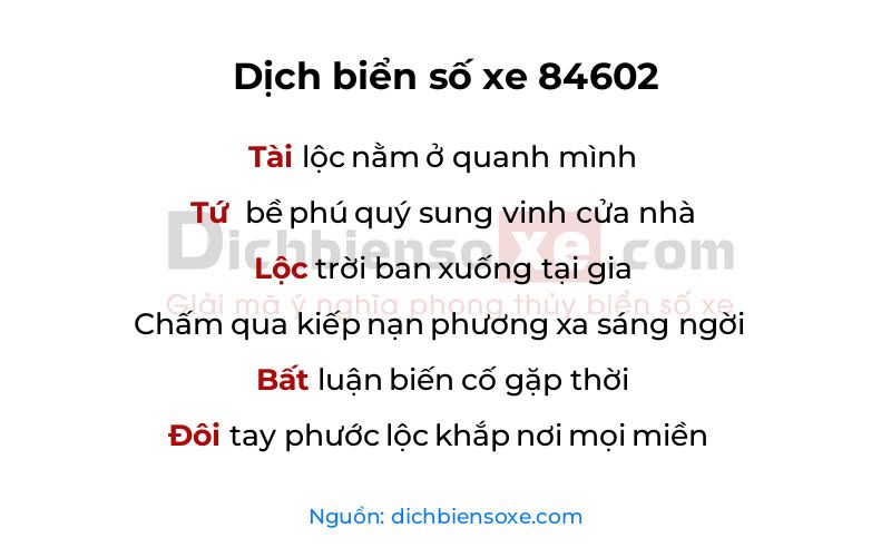 Dịch thơ biển số 84602