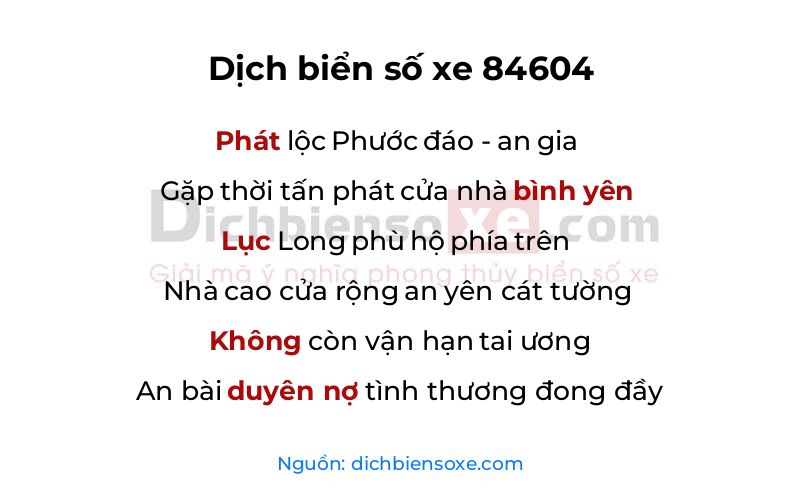 Dịch thơ biển số 84604