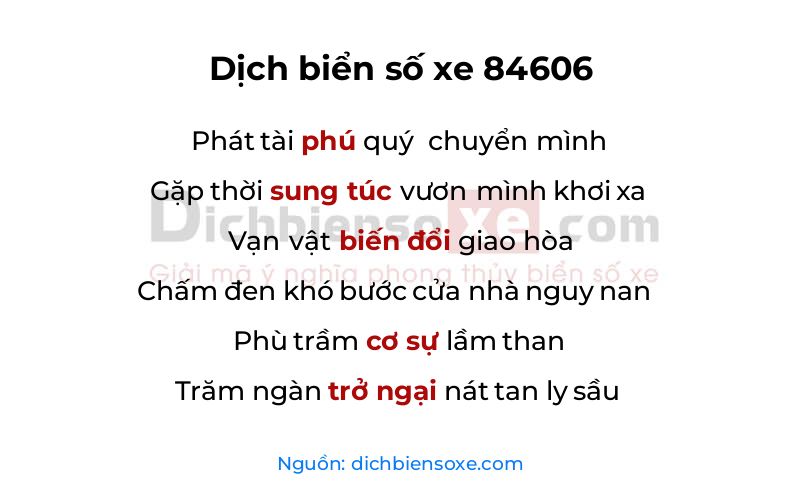 Dịch thơ biển số 84606