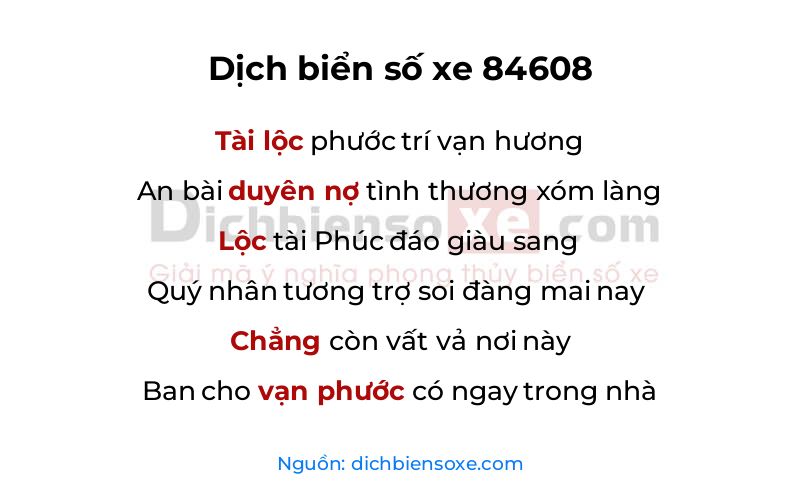 Dịch thơ biển số 84608