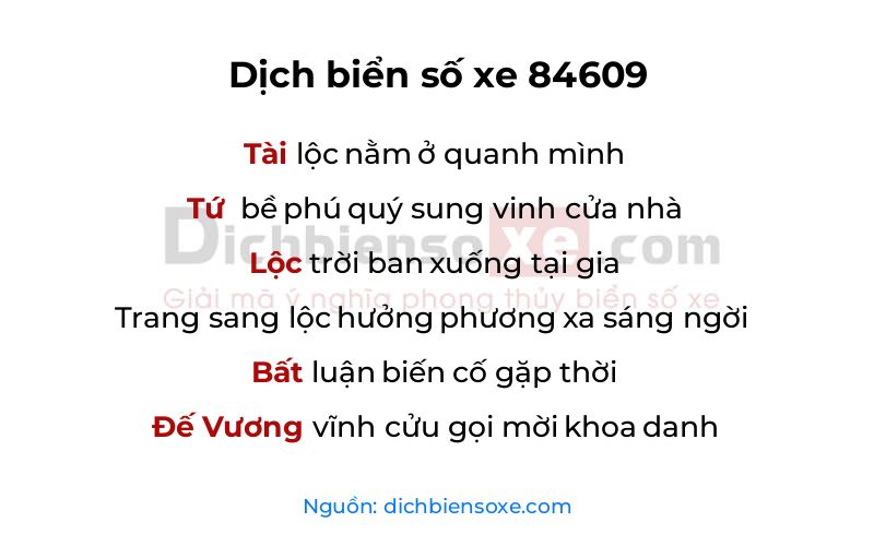 Dịch thơ biển số 84609