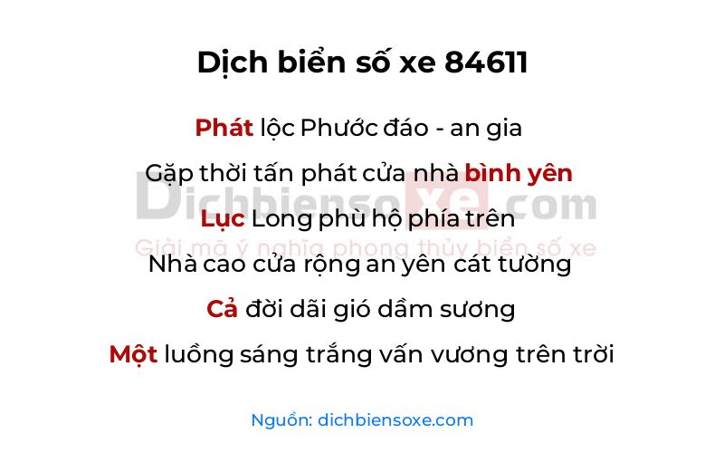 Dịch thơ biển số 84611