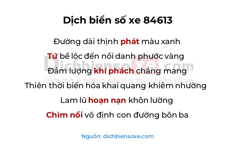 Dịch thơ biển số 84613