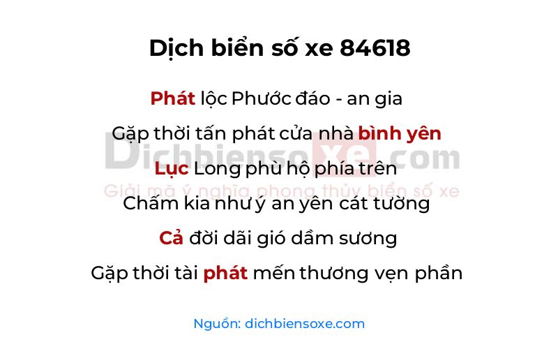 Dịch thơ biển số 84618