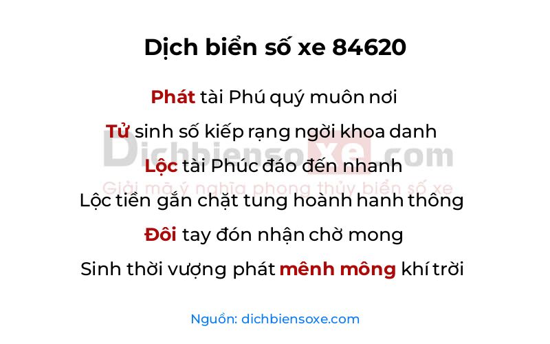 Dịch thơ biển số 84620