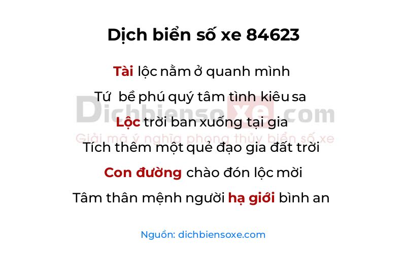 Dịch thơ biển số 84623