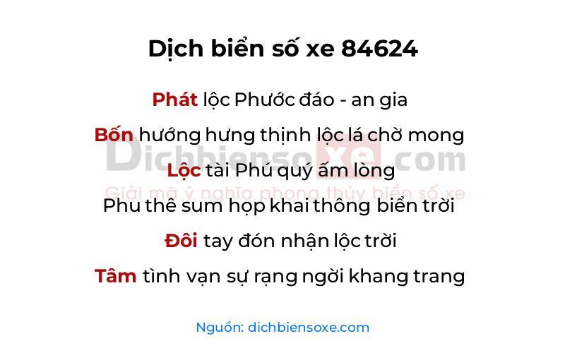 Dịch thơ biển số 84624