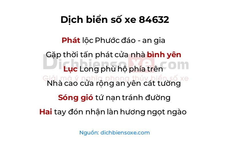 Dịch thơ biển số 84632