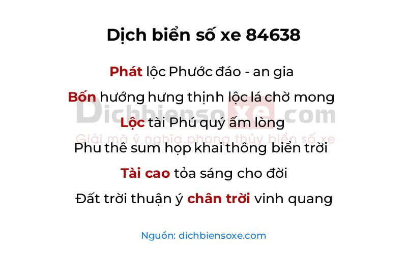 Dịch thơ biển số 84638