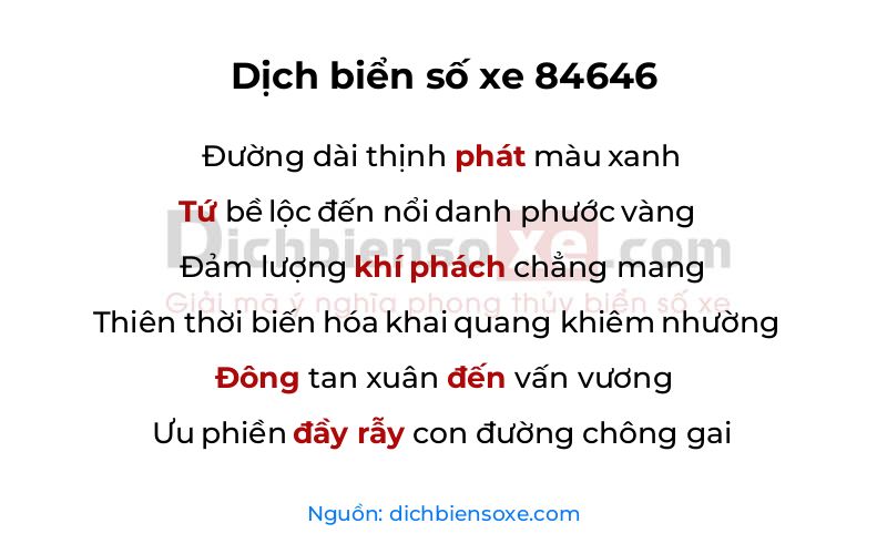 Dịch thơ biển số 84646