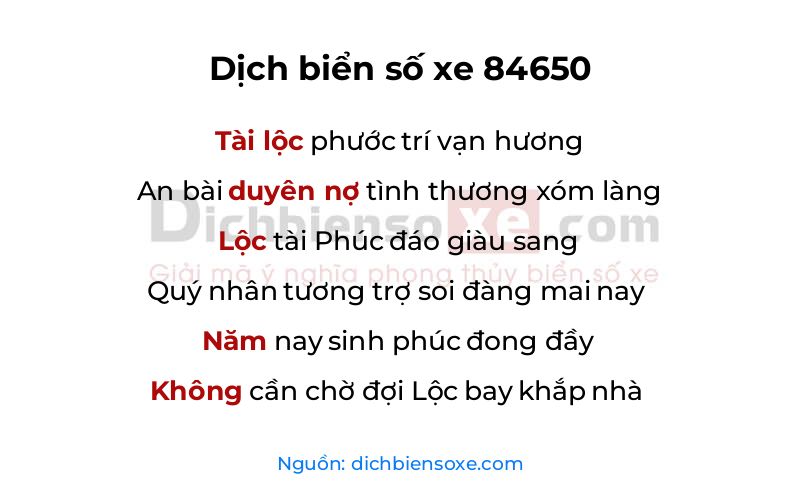 Dịch thơ biển số 84650