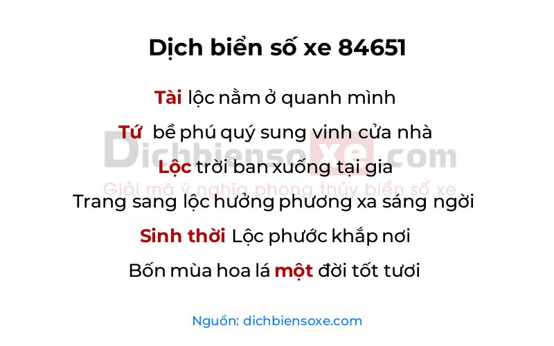 Dịch thơ biển số 84651