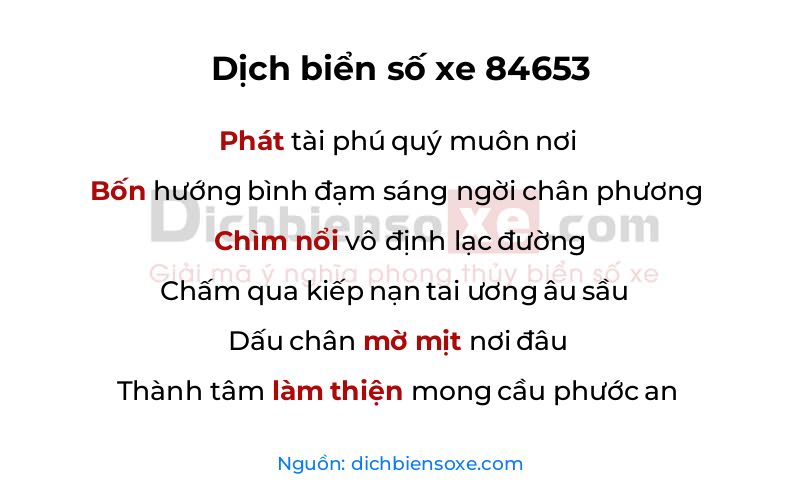 Dịch thơ biển số 84653