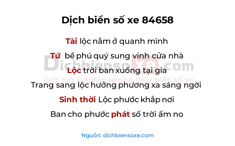 Dịch thơ biển số 84658