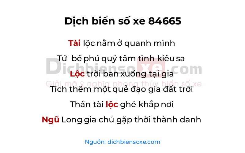 Dịch thơ biển số 84665