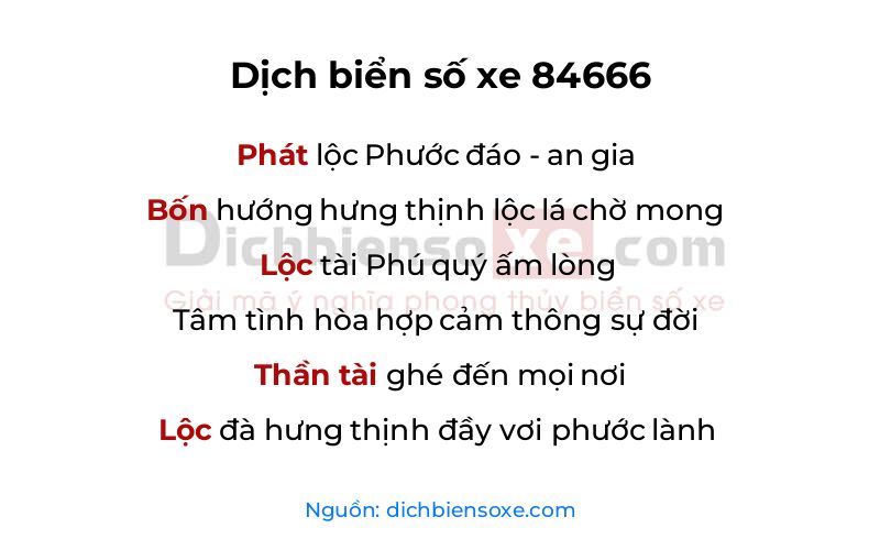 Dịch thơ biển số 84666
