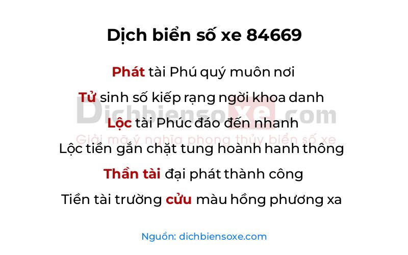 Dịch thơ biển số 84669
