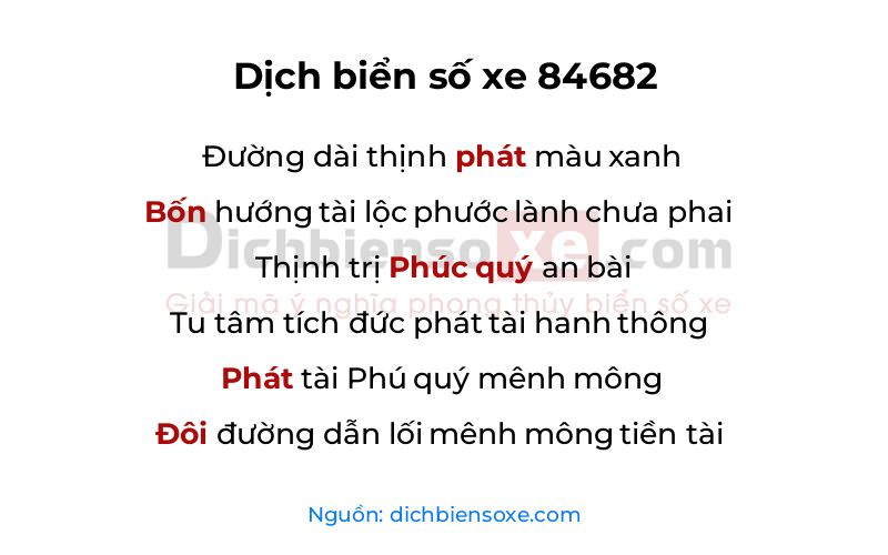 Dịch thơ biển số 84682