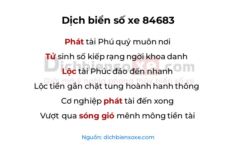 Dịch thơ biển số 84683