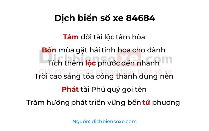 Dịch thơ biển số 84684