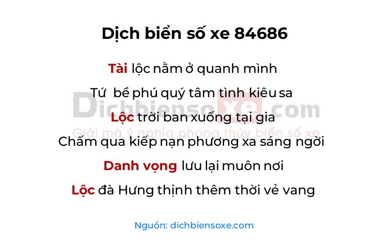 Dịch thơ biển số 84686