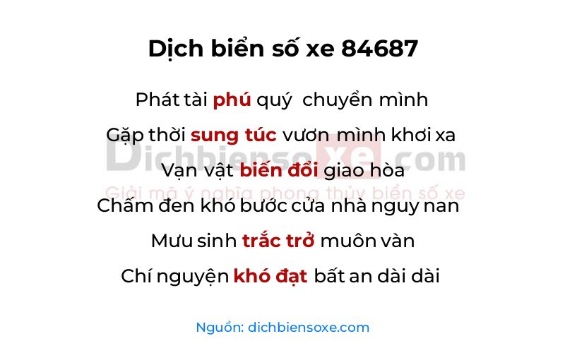 Dịch thơ biển số 84687