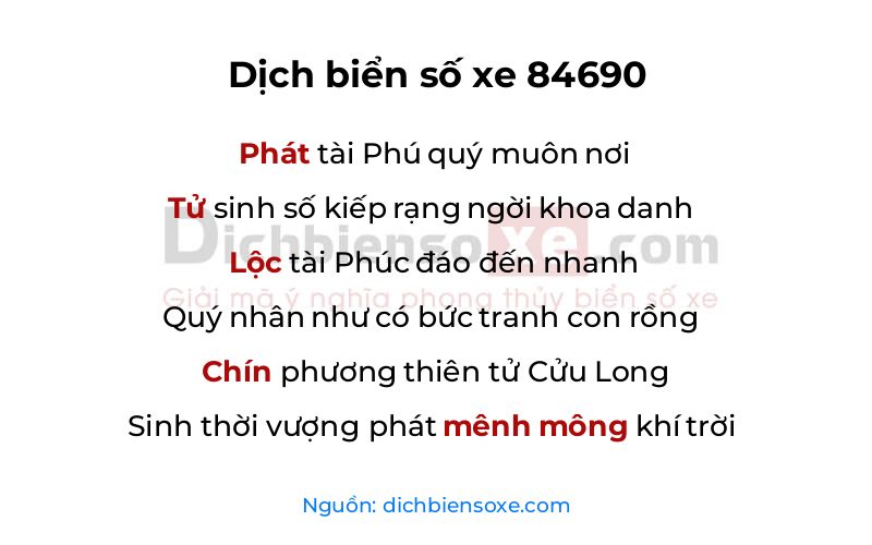 Dịch thơ biển số 84690