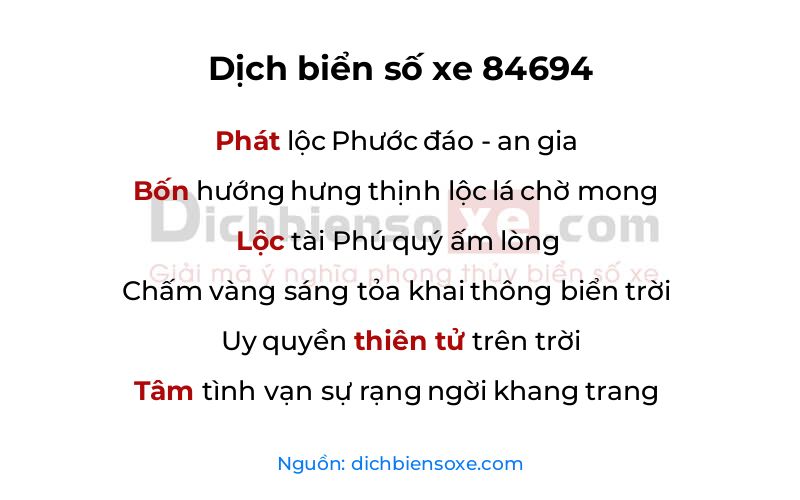 Dịch thơ biển số 84694