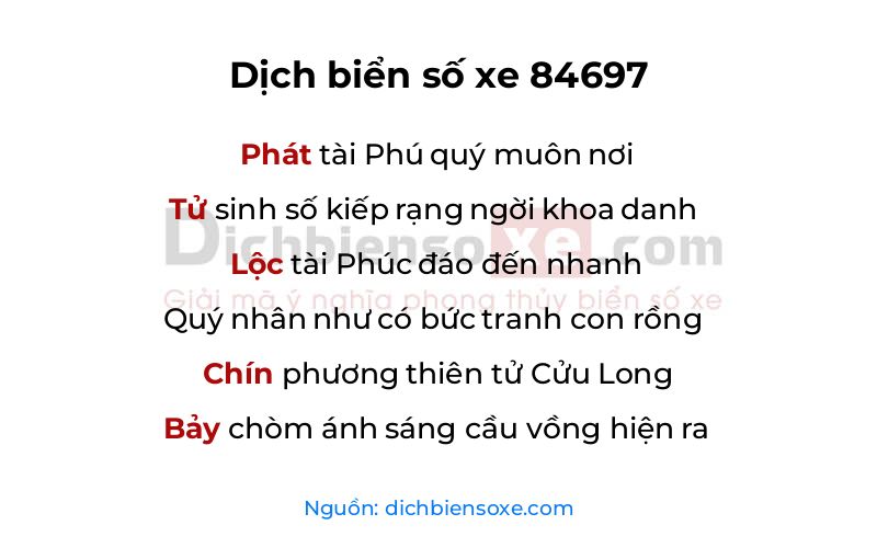 Dịch thơ biển số 84697