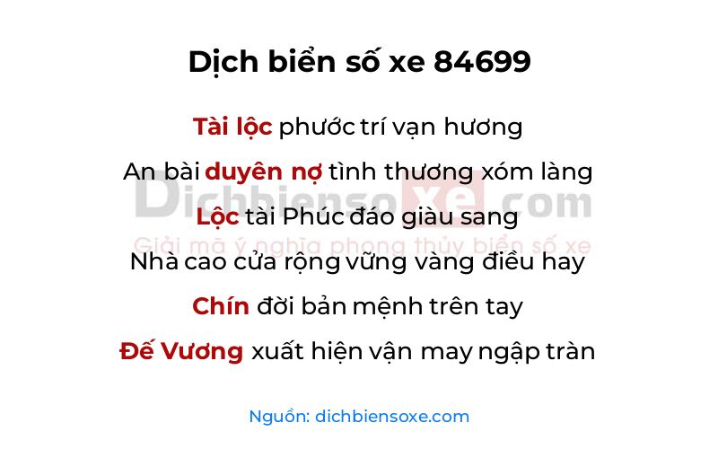Dịch thơ biển số 84699