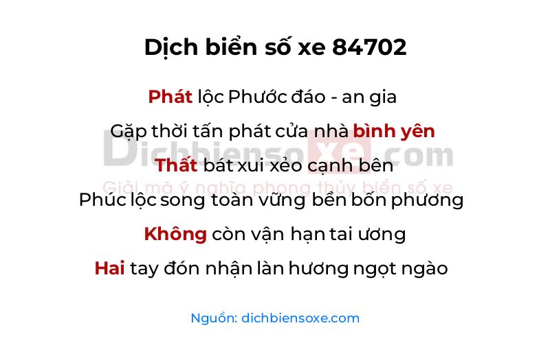 Dịch thơ biển số 84702