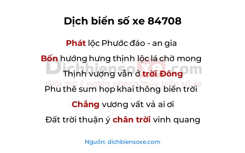 Dịch thơ biển số 84708
