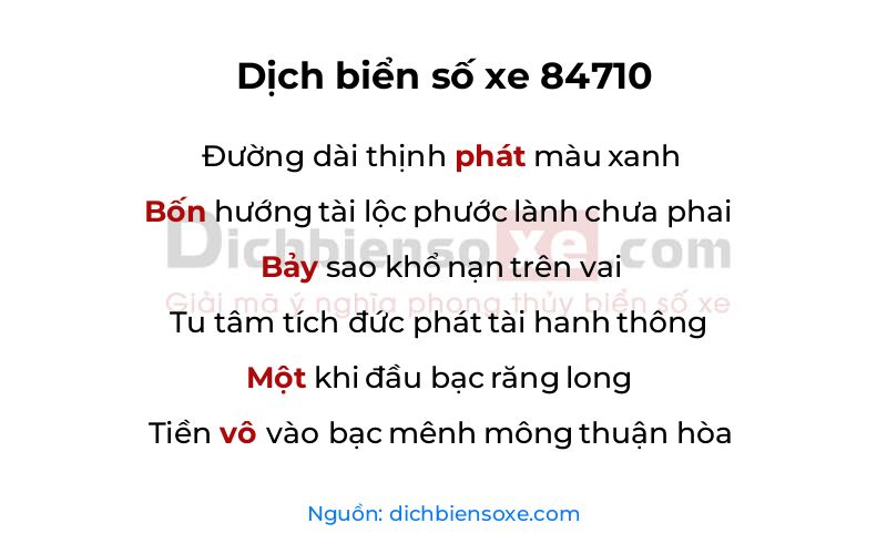 Dịch thơ biển số 84710