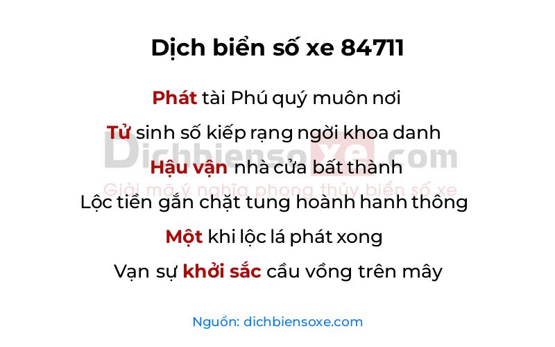 Dịch thơ biển số 84711