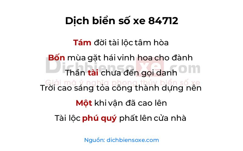 Dịch thơ biển số 84712