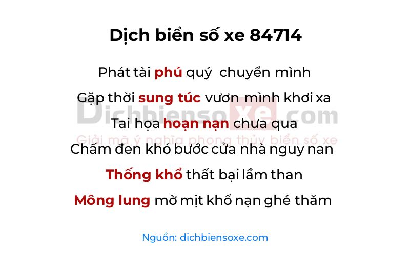 Dịch thơ biển số 84714