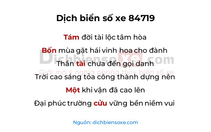 Dịch thơ biển số 84719