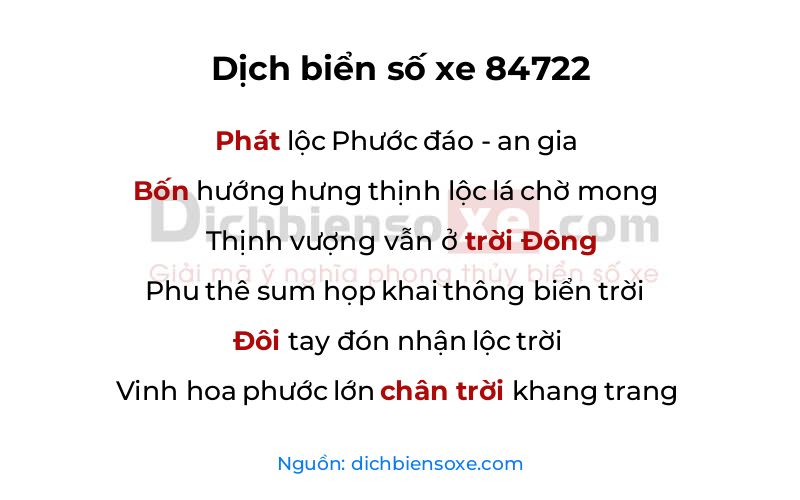 Dịch thơ biển số 84722