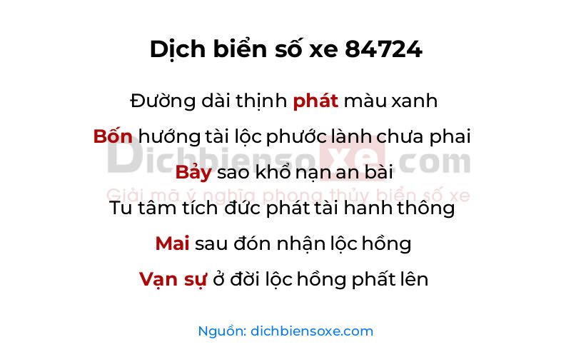 Dịch thơ biển số 84724