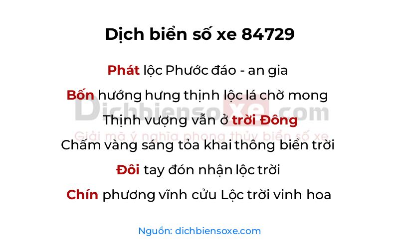Dịch thơ biển số 84729