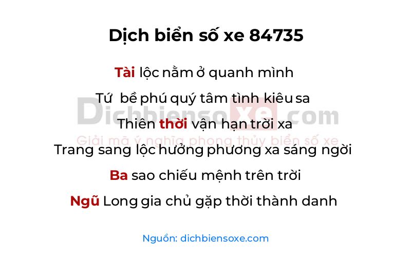 Dịch thơ biển số 84735