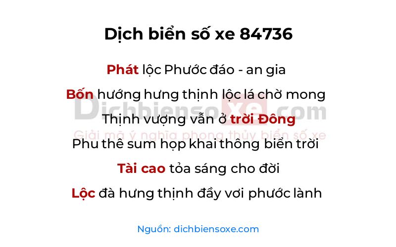 Dịch thơ biển số 84736